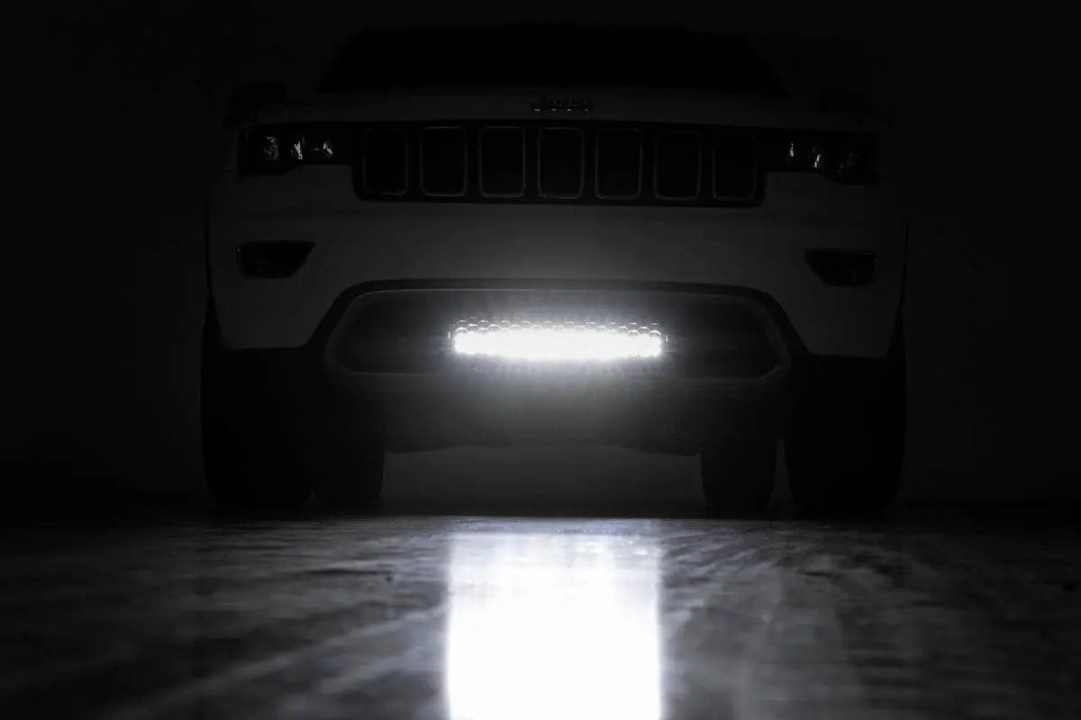 Rough Country LED Light Kit | Bumper Mount | 20" Chrome Dual Row | Amber DRL | Jeep Grand Cherokee WK2 (11-20) by Rough Country