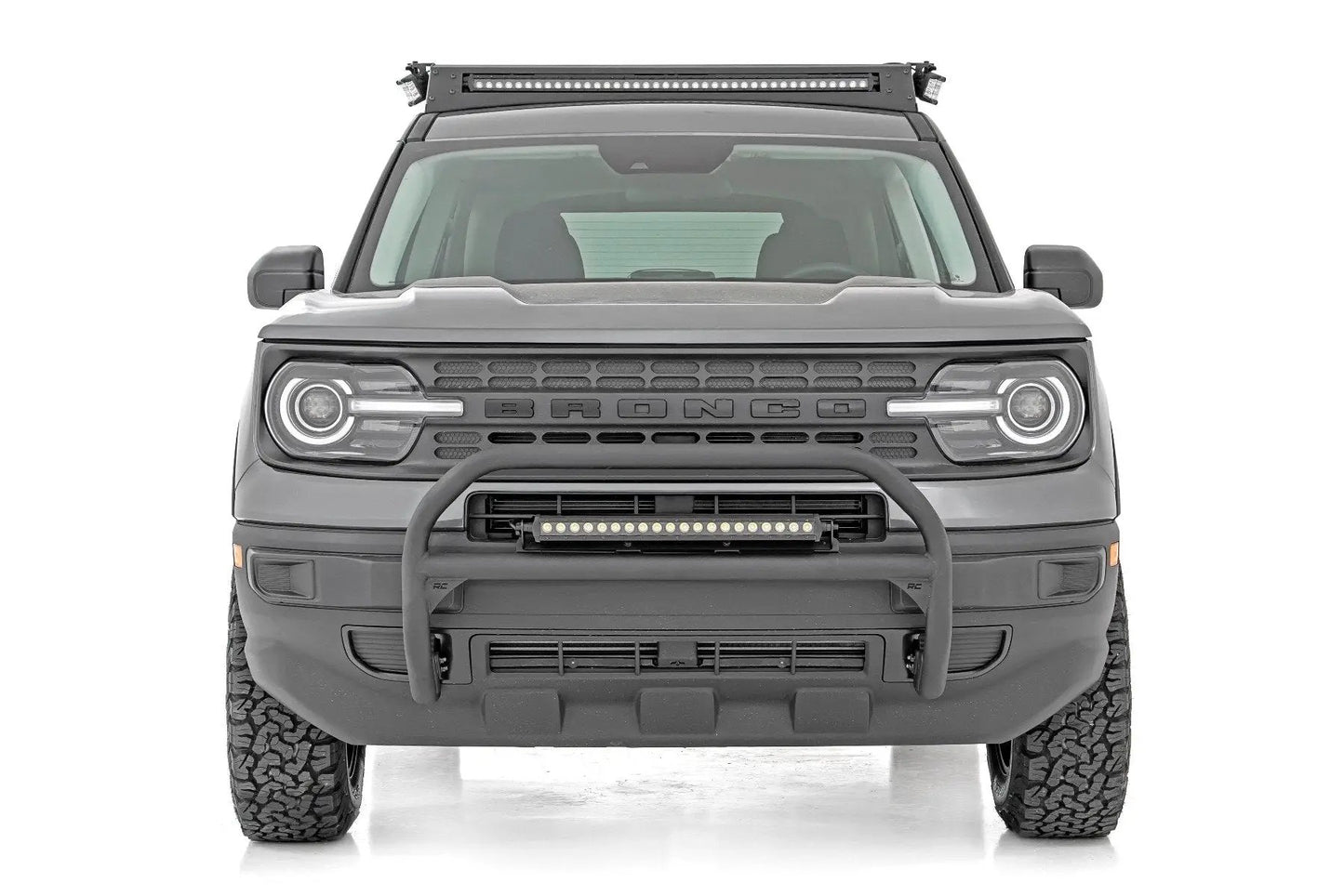 Rough Country Nudge Bar | 20 Inch BLK DRL Single Row LED | Ford Bronco Sport 4WD (21-24) by Rough Country