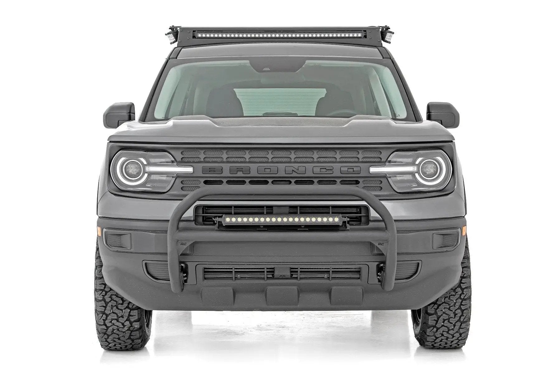 Rough Country Nudge Bar | 20 Inch BLK DRL Single Row LED | Ford Bronco Sport 4WD (21-24) by Rough Country