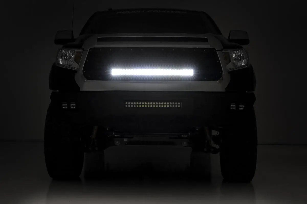 Rough Country Mesh Grille | 30" Dual Row LED | Black | White DRL | Toyota Tundra (14-17) by Rough Country