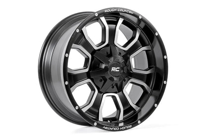 Rough Country 93 Series Wheel | One-Piece | Machined Black | 20x9 | 6x5.5/6x135 | 0mm by Rough Country