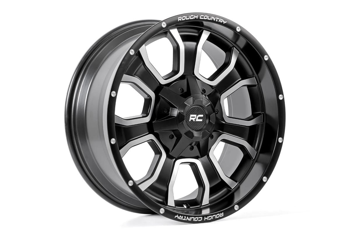 Llanta Rough Country Serie 93 | Una pieza | Negro Mecanizado | 20x10 | 6x5.5/6x135 | -18mm
