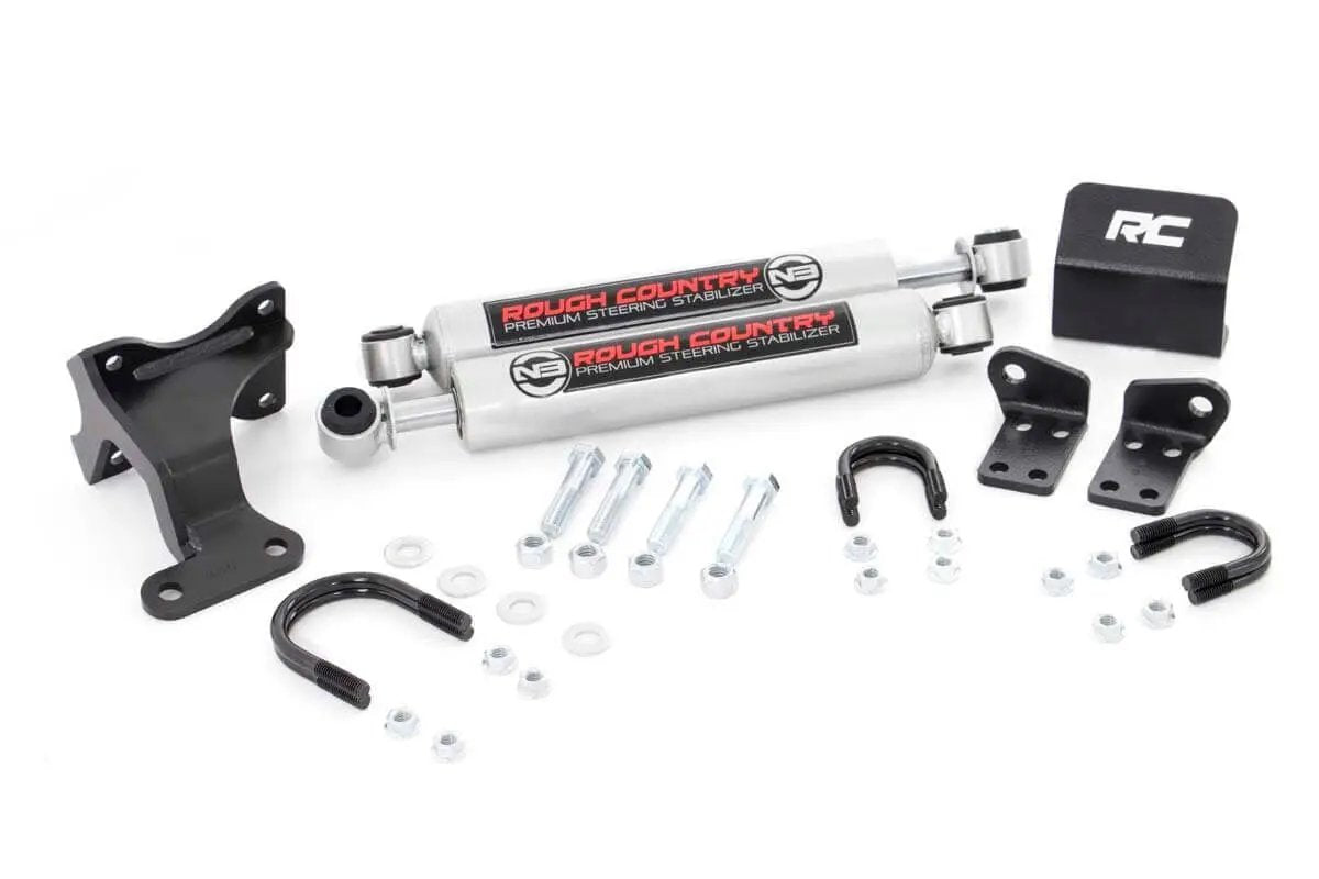 Rough Country N3 Steering Stabilizer | Dual | 2-8 Inch Lift | Jeep Wrangler JK/Wrangler Unlimited (07-18) by Rough Country