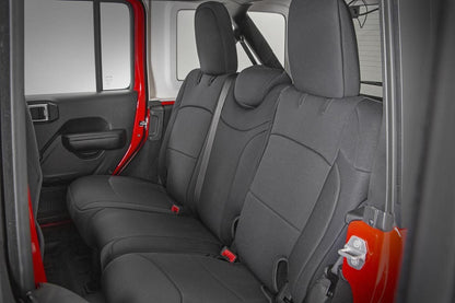 Rough Country Seat Covers | Front and Rear | Jeep Wrangler Unlimited 4WD (2018-2026)