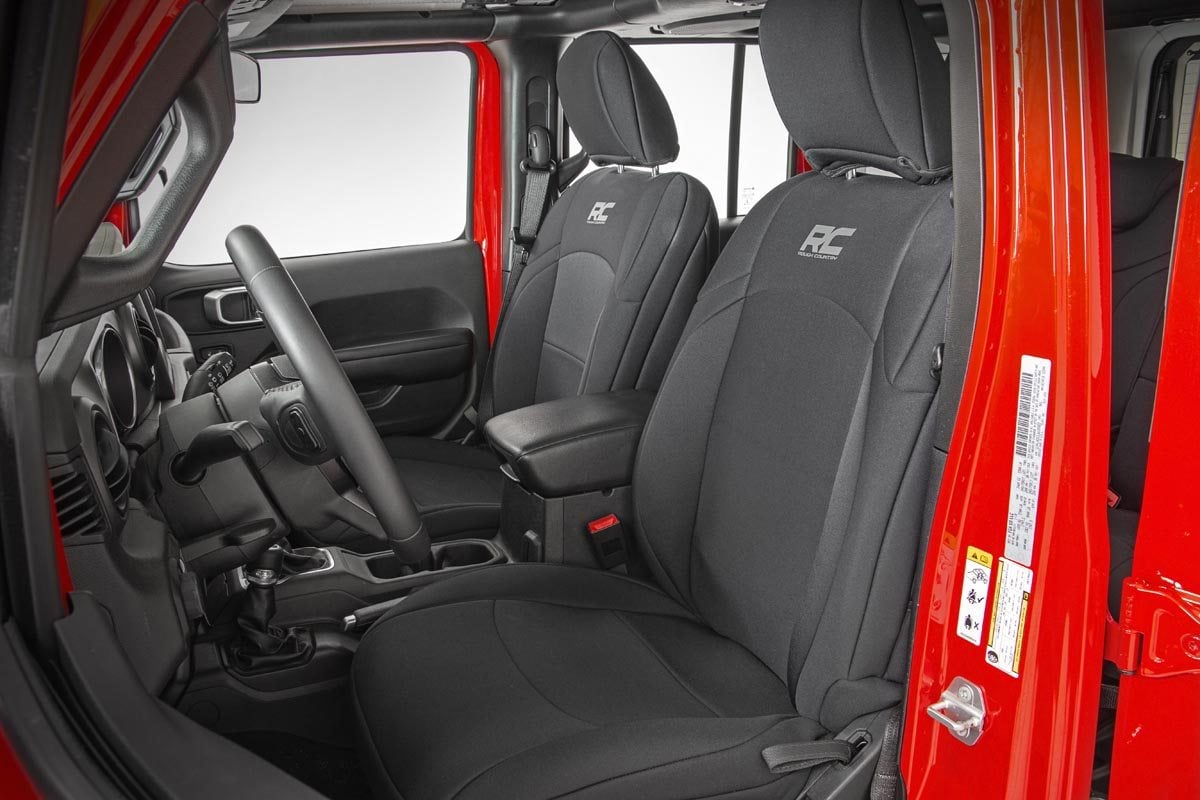 Rough Country Seat Covers | Front and Rear | Jeep Wrangler Unlimited 4WD (2018-2026)