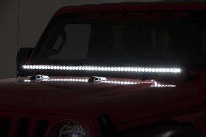 Rough Country LED Light Kit | Cowl Mount | 50" Black Single Row | Jeep Gladiator JT/Wrangler JL (18-26)