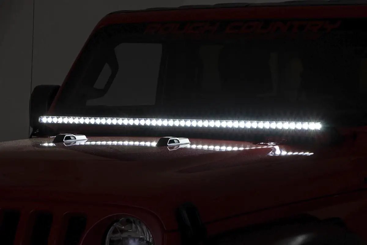 Rough Country LED Light Kit | Cowl Mount | 50" Spectrum Single Row | Jeep Gladiator JT/Wrangler JL (18-26) by Rough Country