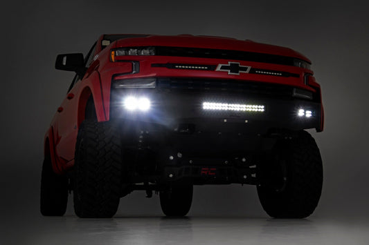 Parachoques delantero de alto despeje | Luces LED y placa protectora | Chevy Silverado 1500 (19-22)