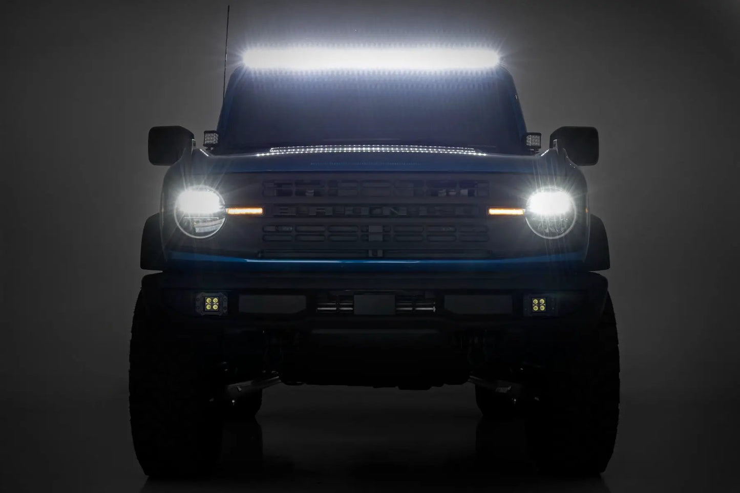 Rough Country LED Light Kit | Upper Windshield | 50" Black Single Row | Ford Bronco (21-25) by Rough Country