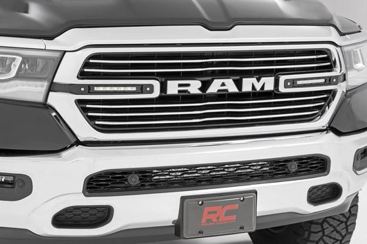 Rough Country Dual 6in LED Grille Kit | Chrome Slimline | Ram 1500 2WD/4WD (2019-2024)