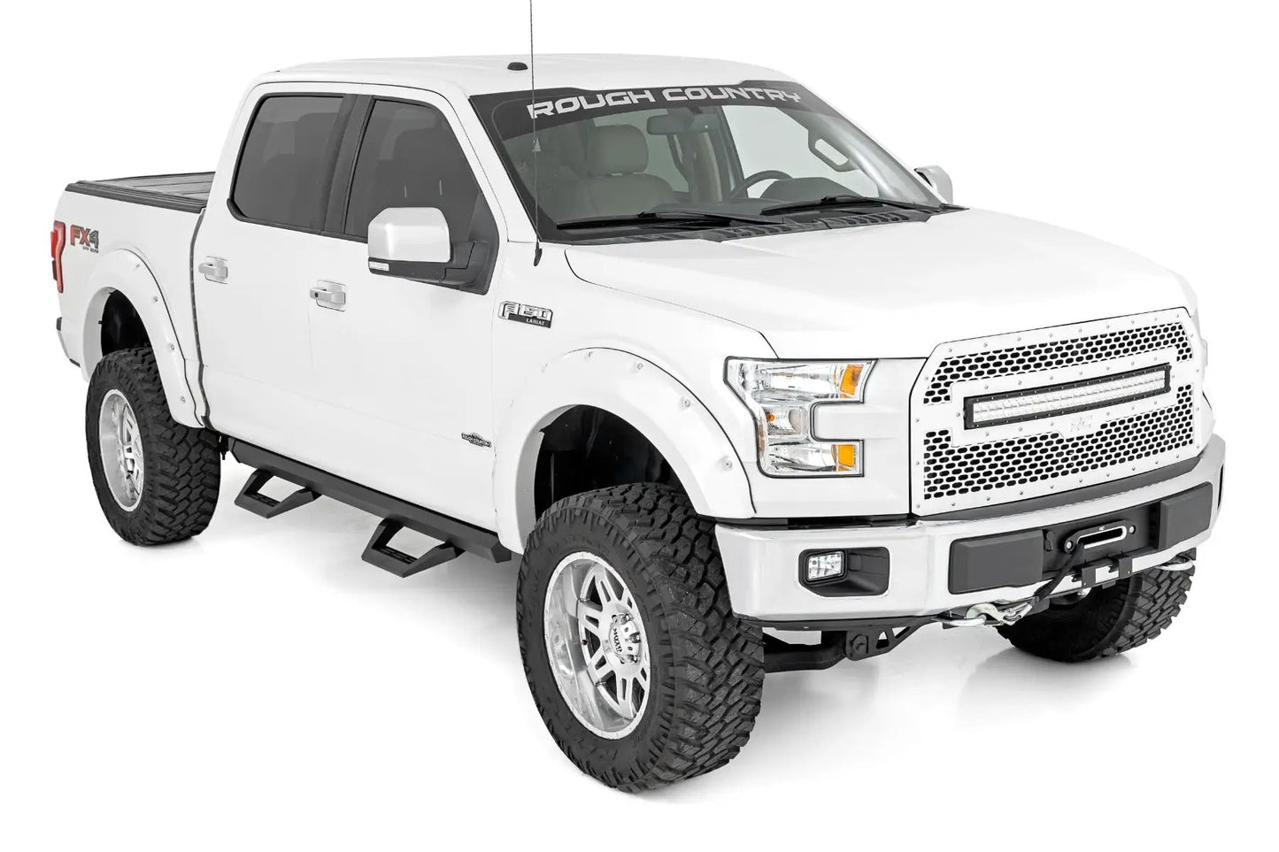 Rough Country SRX2 Adj Aluminum Step | Crew Cab | Ford F-150/Lightning/F-250/F-350/Raptor (15-25) by Rough Country