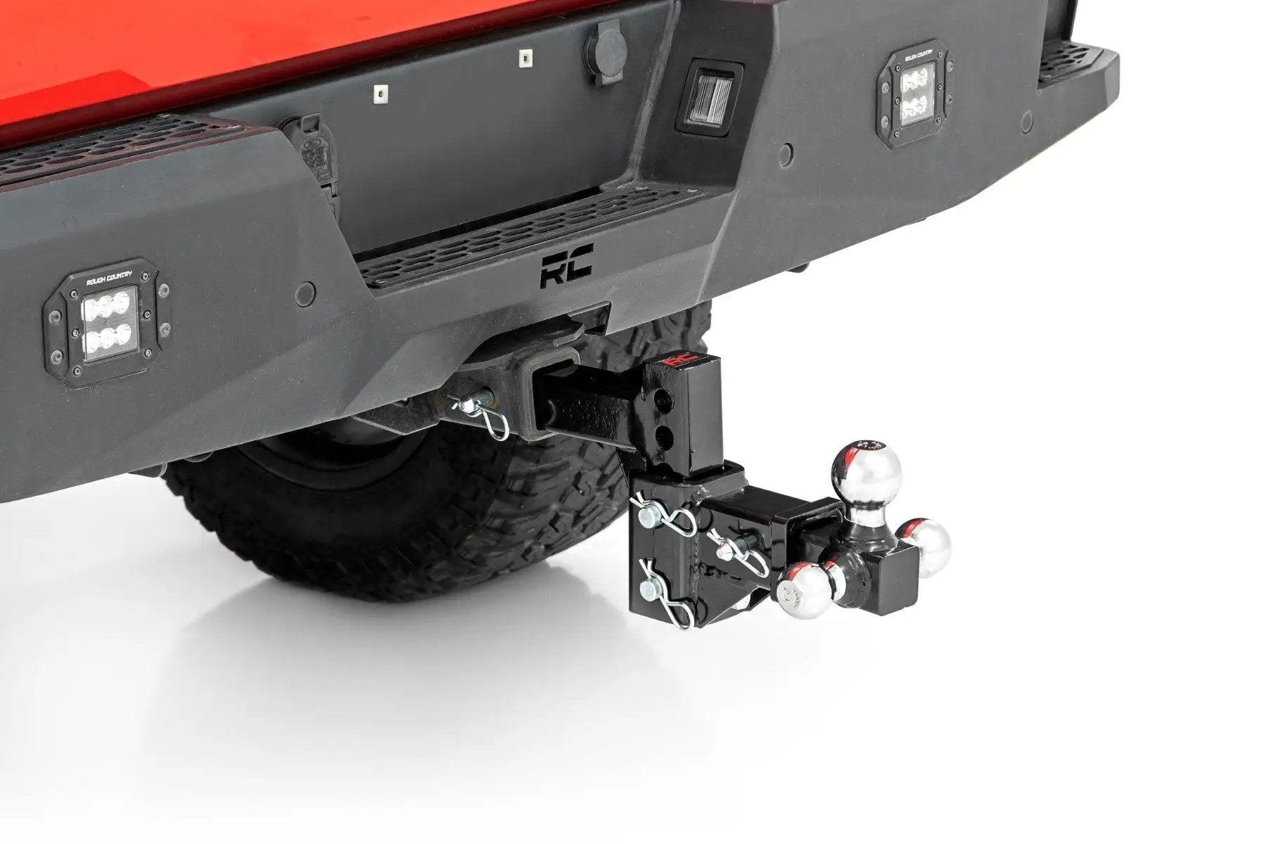 Rough Country Adjustable Trailer Hitch | 6 Inch Drop | Multi-Ball Mount | Fits 2 Inch Receiver by Rough Country