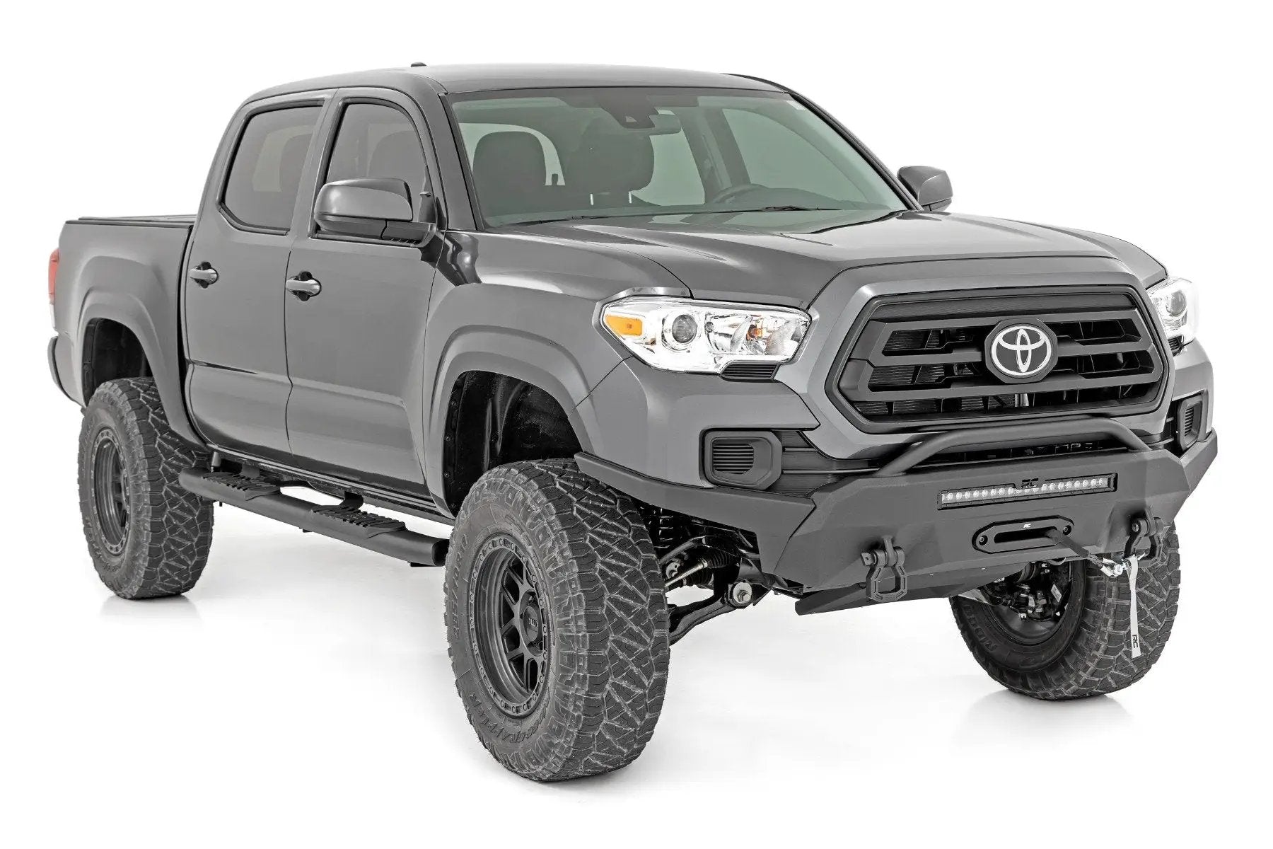 Rough Country Oval Nerf Step | Double Cab | Black | Toyota Tacoma 2WD/4WD (2005-2023) by Rough Country