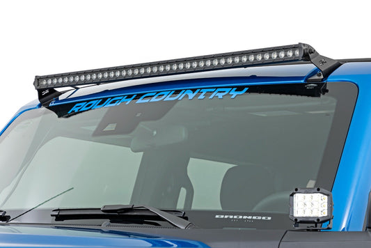 Rough Country LED Light Kit | Upper Windshield | 40" Black Single Row | Ford Bronco (21-25)