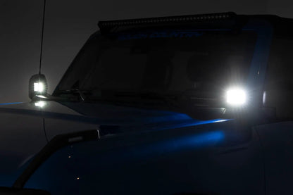 Rough Country LED Light Kit | Ditch Mount | 2" Black Pair | Flood Pattern | Ford Bronco (21-25) by Rough Country