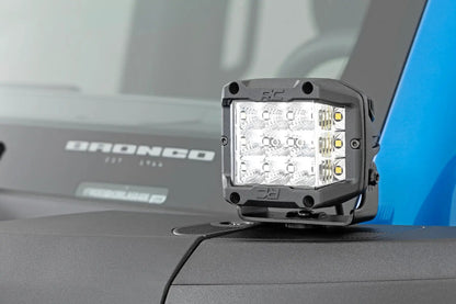 Rough Country LED Light Kit | Ditch Mount | 2" Black Pair | Flood Pattern | Ford Bronco (21-25) by Rough Country