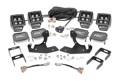 Rough Country LED Light Kit | Fog | 2" Black Pairs x2 | White DRL | Chevy Silverado 1500/2500HD/3500HD 2WD/4WD by Rough Country