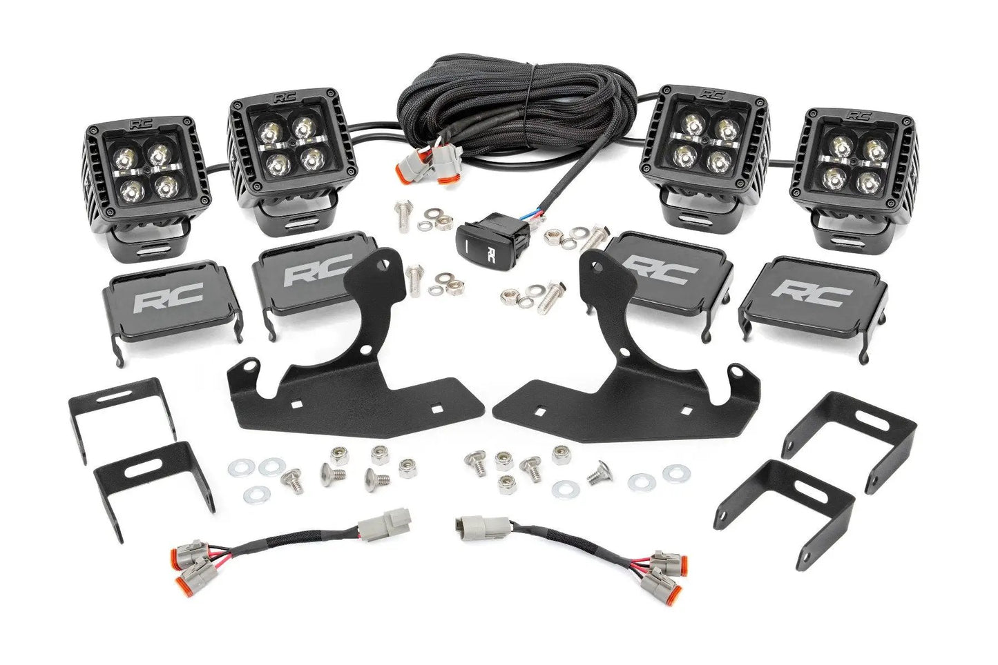 Rough Country LED Light Kit | Fog | 2" Black Pairs x2 | White DRL | Chevy Silverado 1500/2500HD/3500HD 2WD/4WD by Rough Country