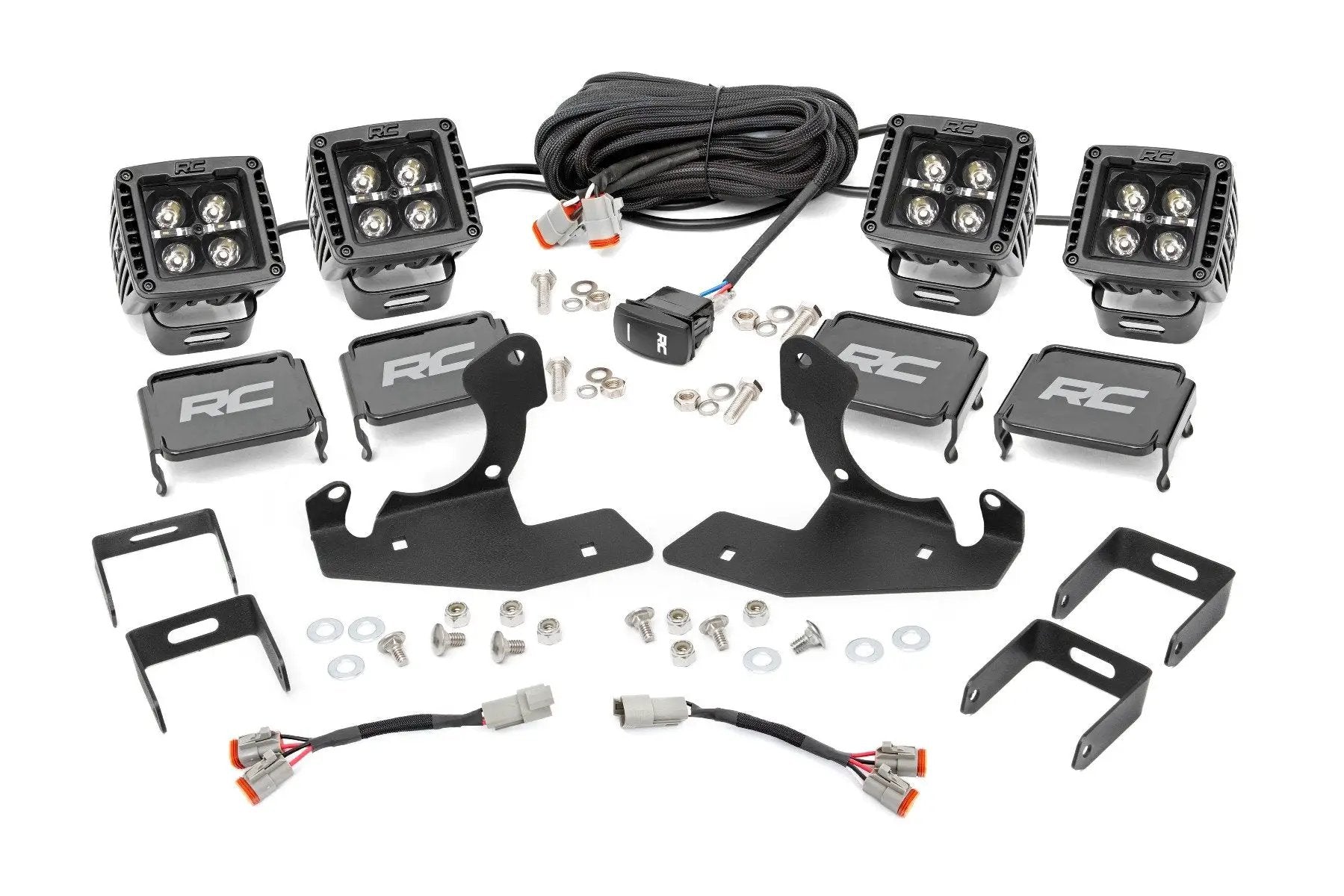 Rough Country LED Light Kit | Fog | 2" Black Pairs x2 | White DRL | Chevy Silverado 1500/2500HD/3500HD 2WD/4WD by Rough Country
