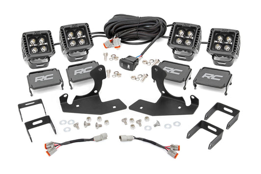 Kit de luces LED | Antiniebla | Pares negros de 2" x2 | DRL blanco | Chevy Silverado 1500/2500HD/3500HD 2WD/4WD
