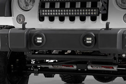 Rough Country LED Light Kit | Fog Mount | 2" Black Pair | Jeep Wrangler JK/Wrangler Unlimited (10-18) by Rough Country