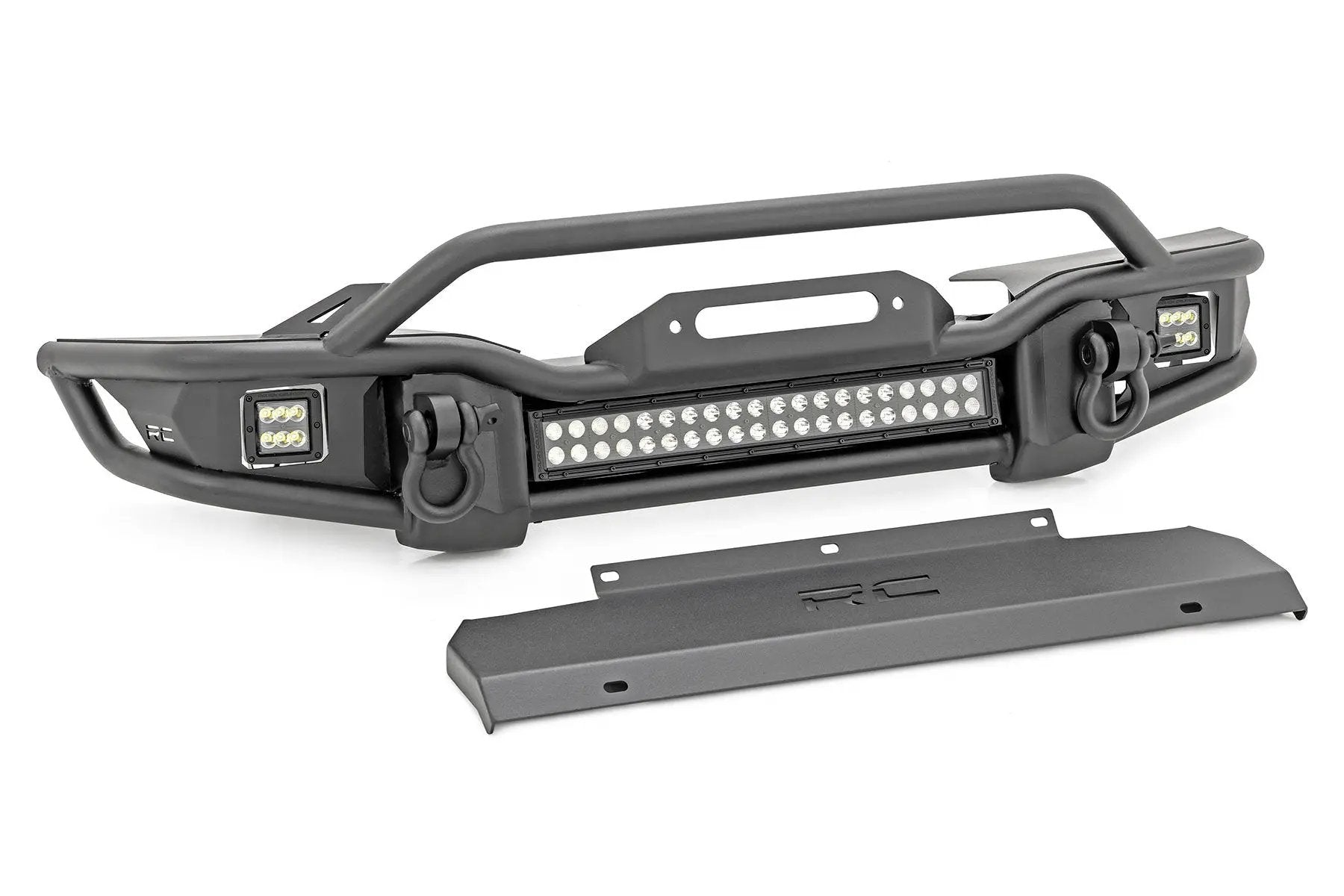 Rough Country Front Winch Bumper | Tubular | Skid Plate | Jeep Gladiator JT/Wrangler JK & JL/Wrangler Unlimited by Rough Country