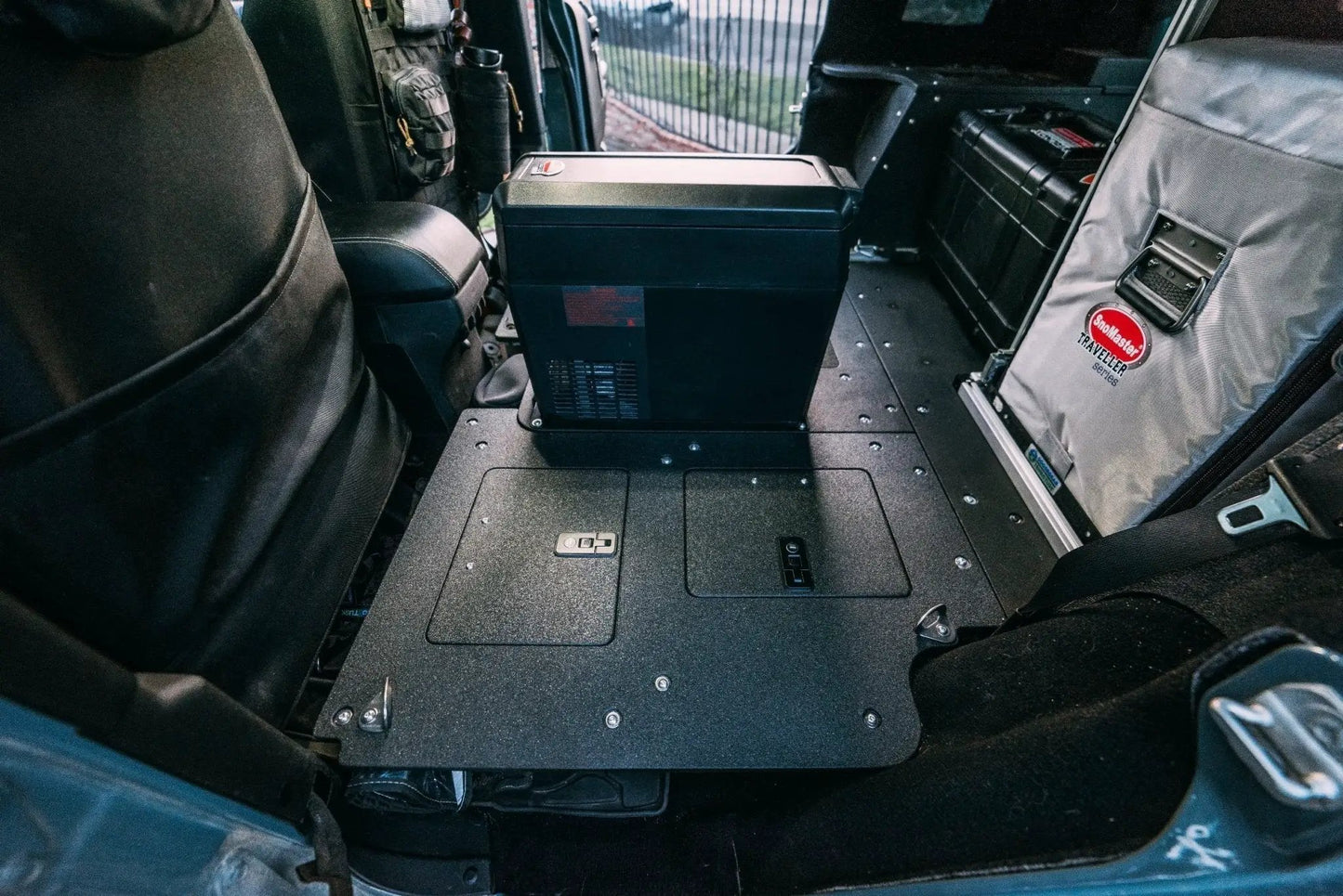 Legacy Product - Jeep Wrangler 2007-2018 JKU 4 Door - Second Row Seat Delete Plate System by Goose Gear