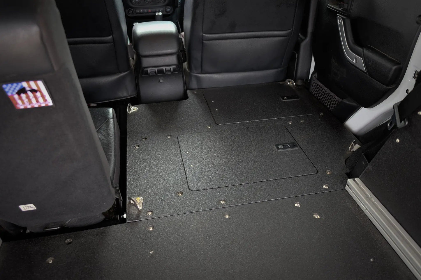 Legacy Product - Jeep Wrangler 2007-2018 JKU 4 Door - Second Row Seat Delete Plate System by Goose Gear