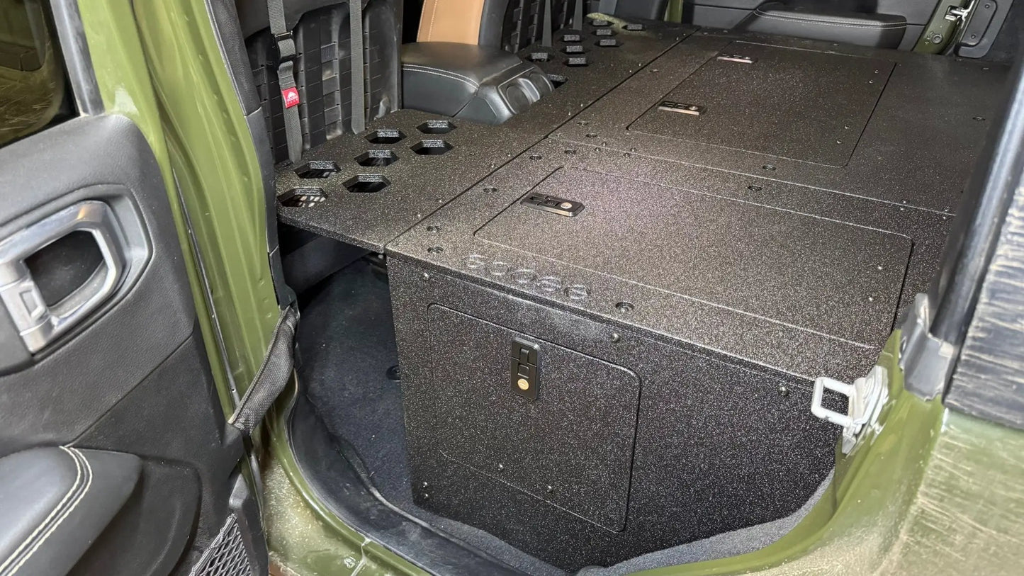 Jeep Wrangler 2018-2023 JLU 4 Door - Second Row Seat Delete Plate System - 8" or 10" Module Based by Goose Gear