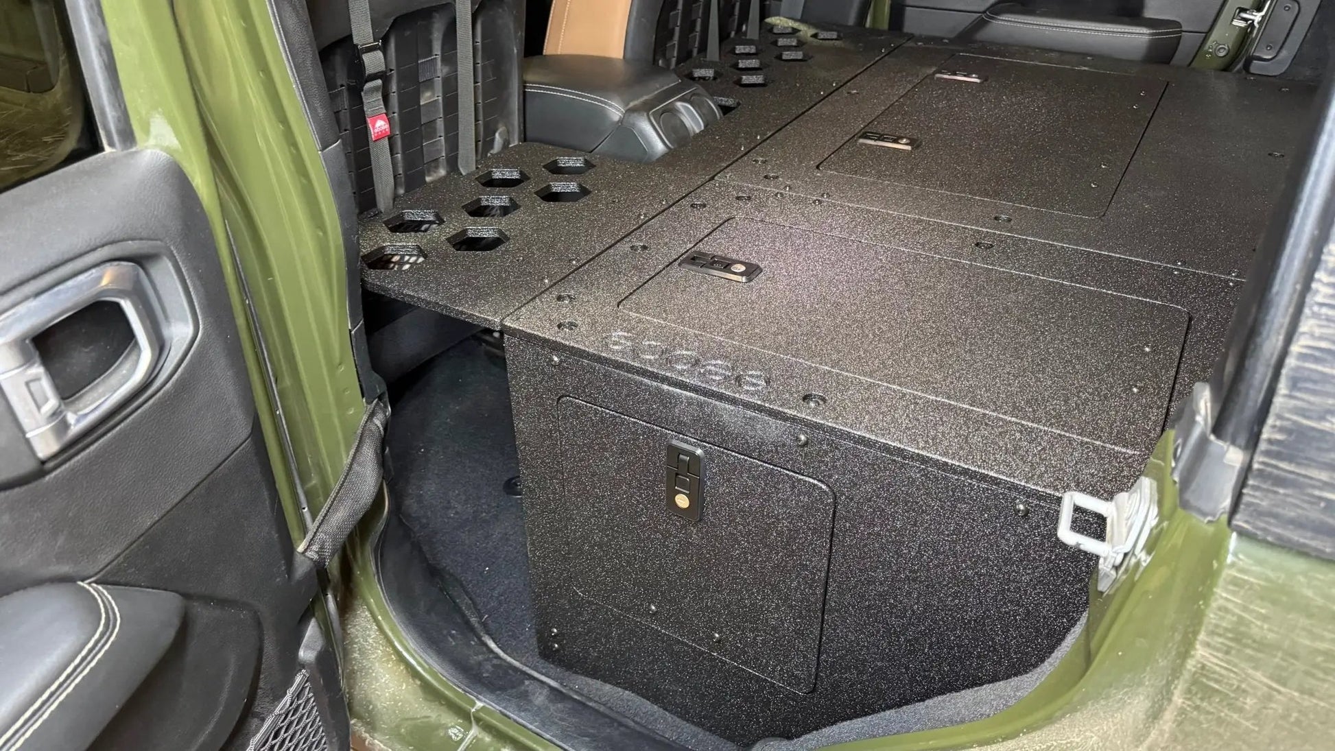 Jeep Wrangler 2018-2023 JLU 4 Door - Second Row Seat Delete Plate System - 8" or 10" Module Based by Goose Gear