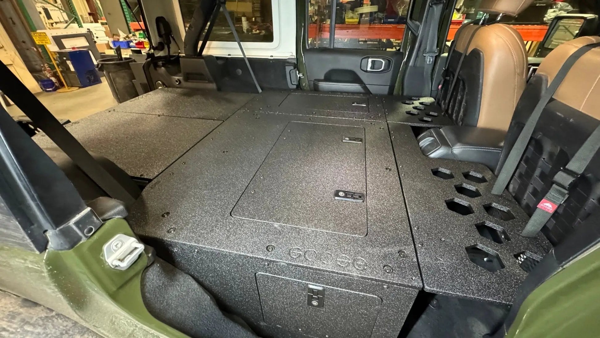 Jeep Wrangler 2018-2023 JLU 4 Door - Second Row Seat Delete Plate System - 8" or 10" Module Based by Goose Gear