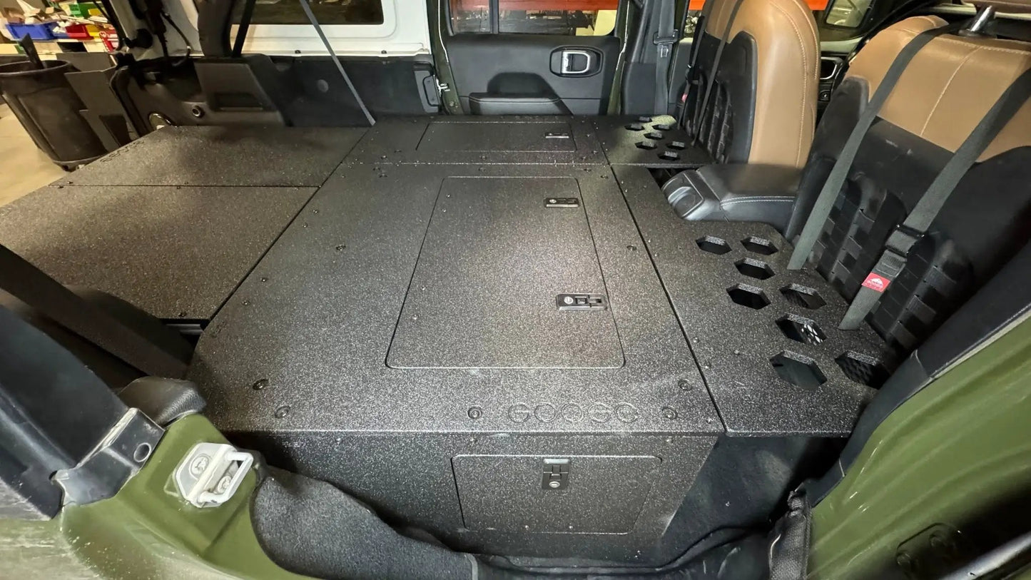 Jeep Wrangler 2018-2023 JLU 4 Door - Second Row Seat Delete Plate System - 8" or 10" Module Based by Goose Gear