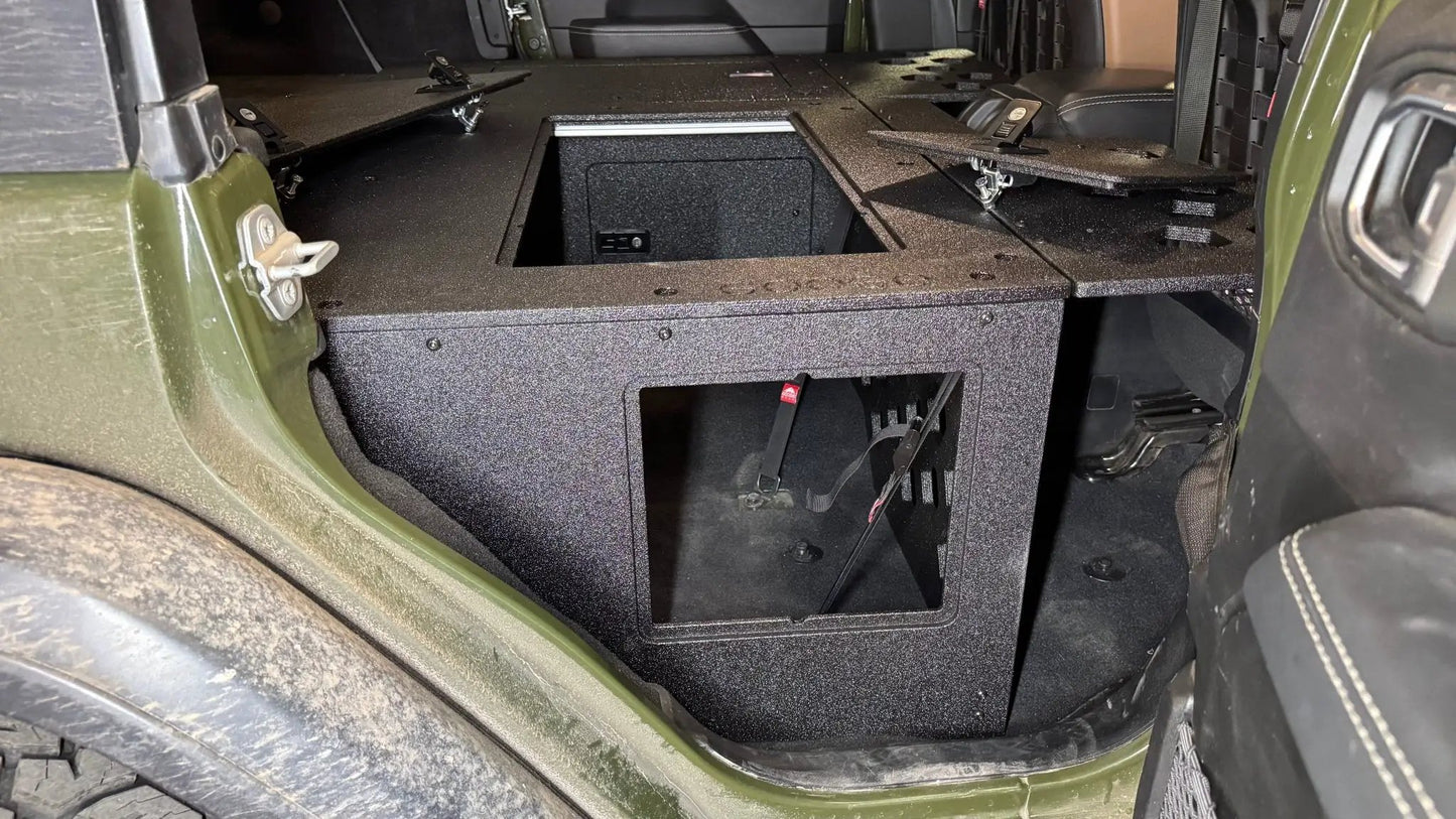 Jeep Wrangler 2018-2023 JLU 4 Door - Second Row Seat Delete Plate System - 8" or 10" Module Based by Goose Gear