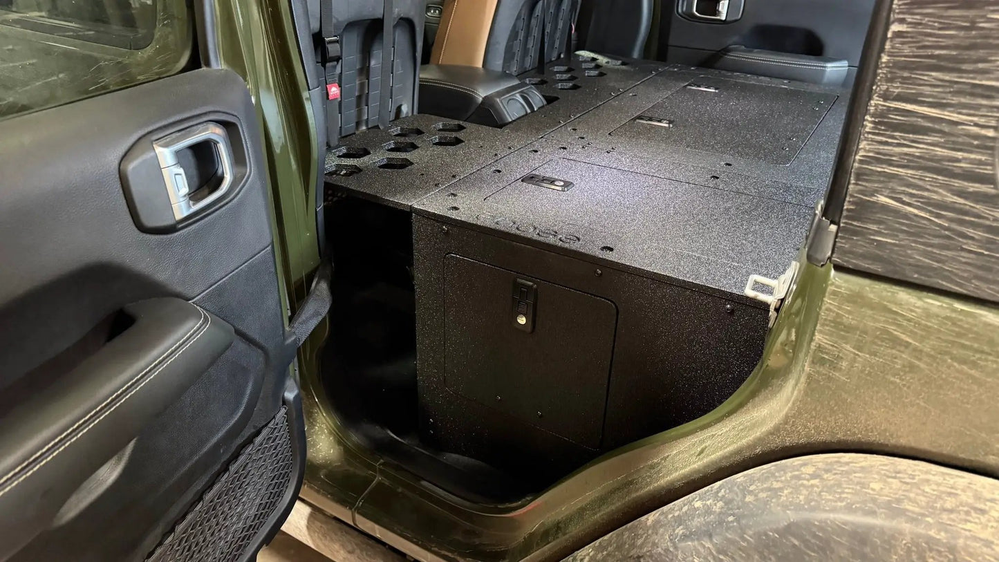Jeep Wrangler 2018-2023 JLU 4 Door - Second Row Seat Delete Plate System - 8" or 10" Module Based by Goose Gear