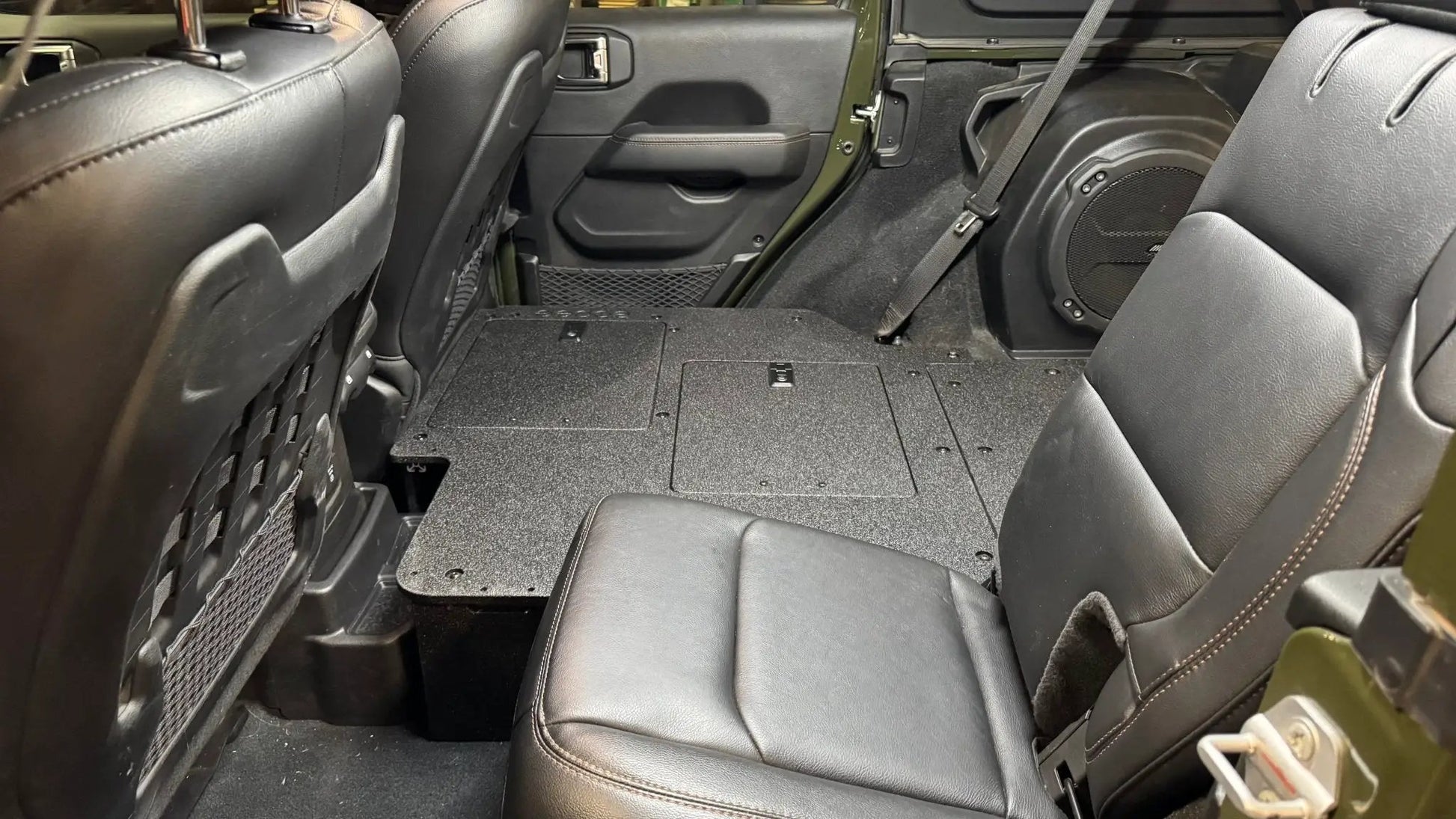 Jeep Wrangler 2018-2023 JLU 4 Door - Second Row Seat Delete Plate System - V2 by Goose Gear