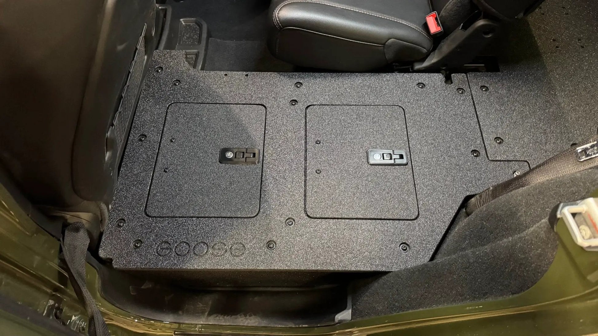 Jeep Wrangler 2018-2023 JLU 4 Door - Second Row Seat Delete Plate System - V2 by Goose Gear