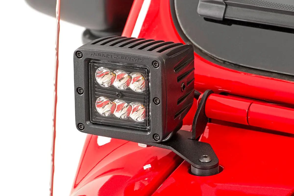 Rough Country LED Light Kit | Hinge Mount | 2" Black Pair | Amber DRL | Jeep Gladiator JT/Wrangler JL (18-26) by Rough Country