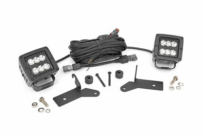 Rough Country LED Light Kit | Hinge Mount | 2" Black Pair | Jeep Gladiator JT/Wrangler JL (18-26) by Rough Country