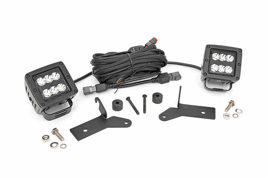 Rough Country LED Light Kit | Hinge Mount | 2" Black Pair | Jeep Gladiator JT/Wrangler JL (18-26)