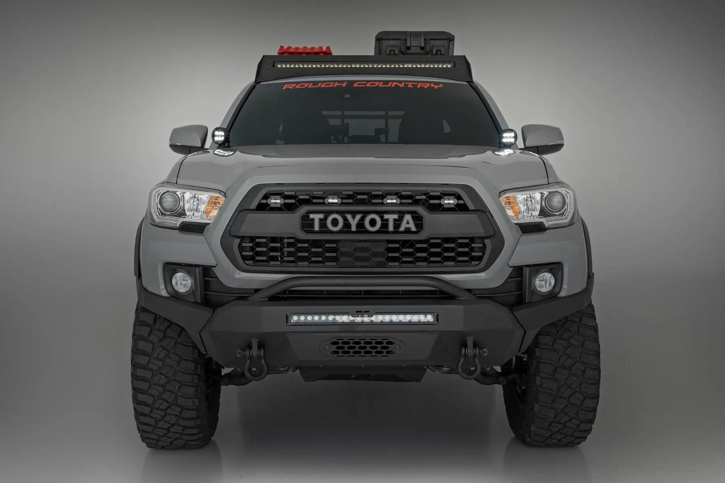 Rough Country LED Light Kit | Ditch Mount | Black Series Round | 3.5 Inch | Amber DRL | Toyota Tacoma (16-23) by Rough Country