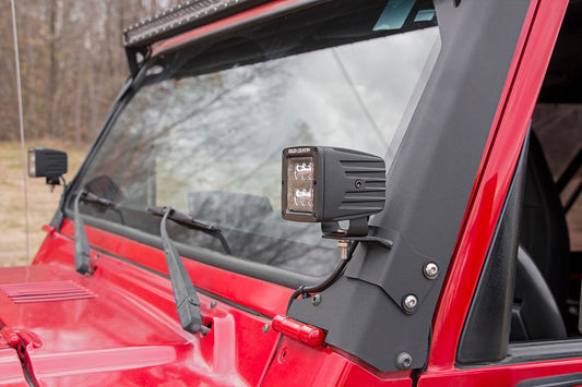 Soporte de luz LED | Pilar A inferior | Pod | Jeep Wrangler TJ (97-06)/Wrangler Unlimited (04-06)