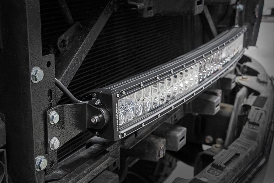 Rough Country LED Light Kit | Behind Grille Mount | 30" Black Dual Row | White DRL | Chevy Silverado 1500 (14-15)