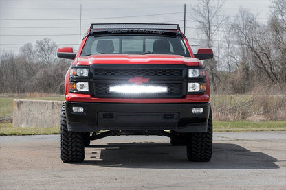 Rough Country LED Light Kit | Behind Grille Mount | 30" Black Dual Row | White DRL | Chevy Silverado 1500 (14-15)