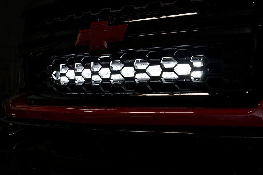 Rough Country LED Light Kit | Behind Grille Mount | 30" Black Dual Row | White DRL | Chevy Silverado 1500 (14-15)