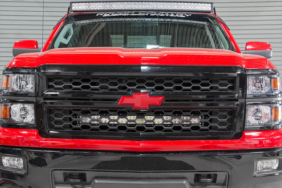 Rough Country LED Light Kit | Behind Grille Mount | 30" Black Dual Row | White DRL | Chevy Silverado 1500 (14-15)