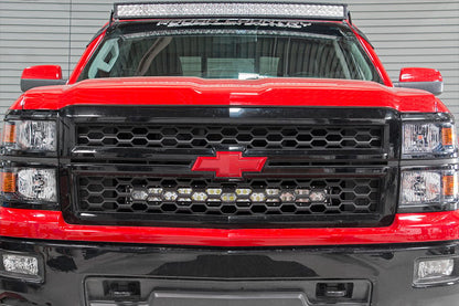 Rough Country LED Light Kit | Behind Grille Mount | 30" Black Dual Row | White DRL | Chevy Silverado 1500 (14-15)
