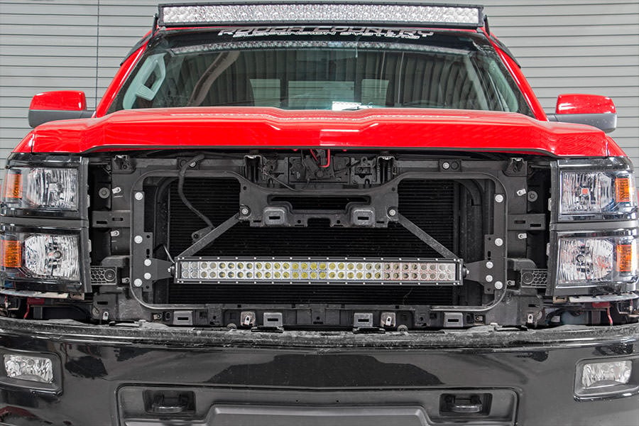 Rough Country LED Light Kit | Behind Grille Mount | 30" Black Dual Row | White DRL | Chevy Silverado 1500 (14-15)