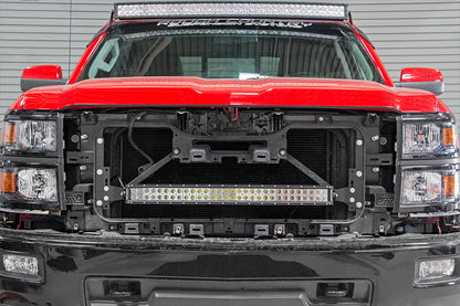 Rough Country LED Light Kit | Behind Grille Mount | 30" Black Dual Row | White DRL | Chevy Silverado 1500 (14-15)