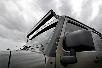 Rough Country LED Light Kit | Windshield Mount | 50" Black Dual Row | Jeep Wrangler JK (07-18) by Rough Country