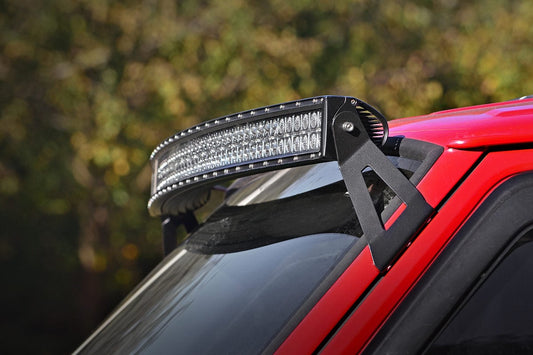 Rough Country LED Light Kit | Windshield Mount | 50" BLK Dual Row | White DRL | Jeep Cherokee XJ (84-01)
